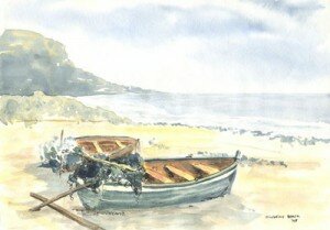 Treknetters' boats on Fish Hoek Beach by John Strikland Treknetters' boats on Fish Hoek Beach by John Strikland